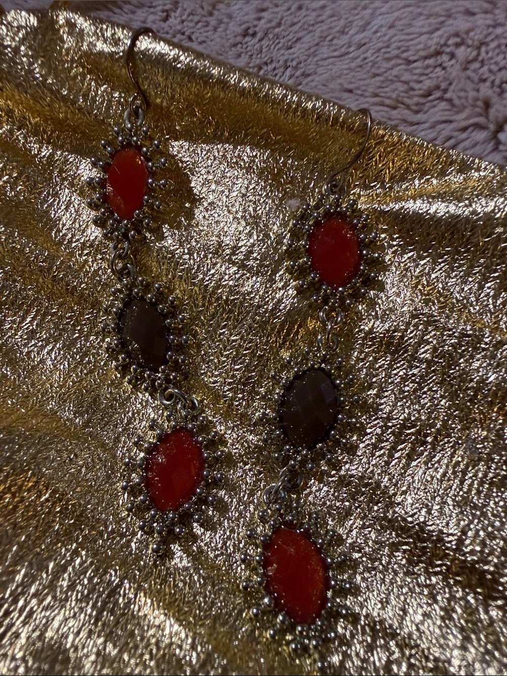 Statement Red and Brown Dangle Earrings - Women's Fashion Jewelry